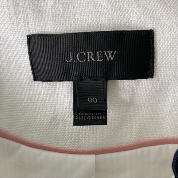 NWOT J. Crew blazer white linen navy Rick rack wavy trim SZ 00. - Picture 5 of 16